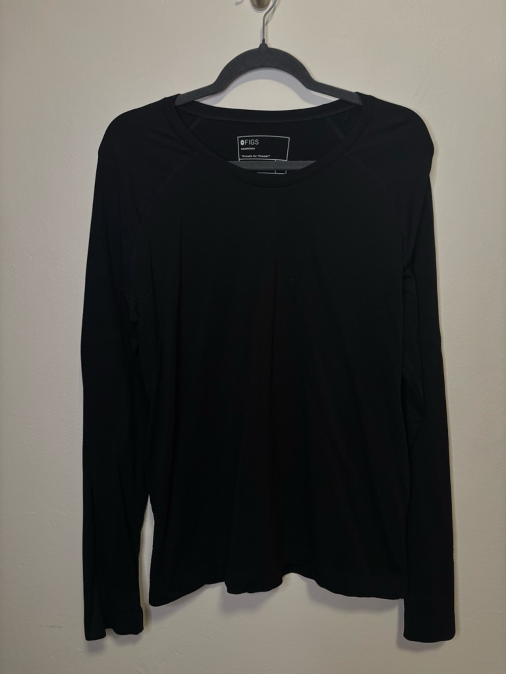 FIGS Black Long Sleeve Seamless Crew Neck Shirt Size XXL
